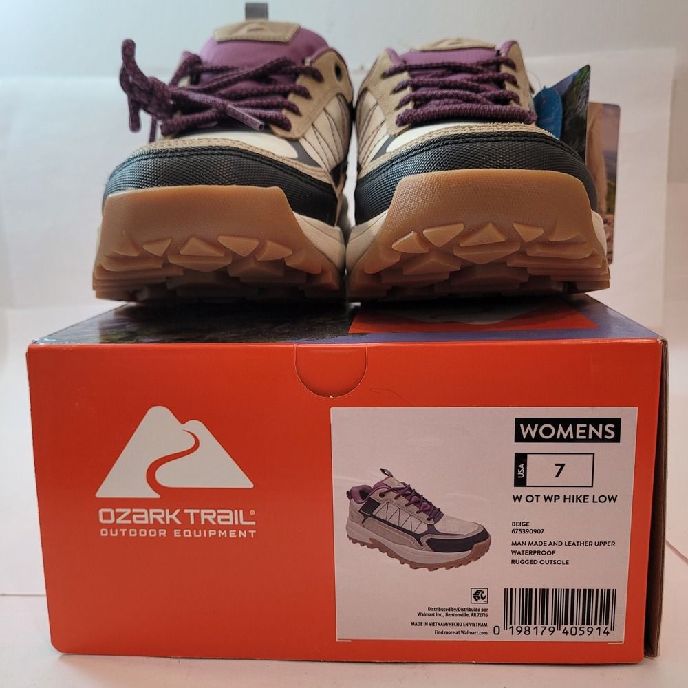 Ozark Trail Hiking Shoes Womens 7 Waterproof Low Top Beige Purple WMOT25GX001 - Picture 6 of 9